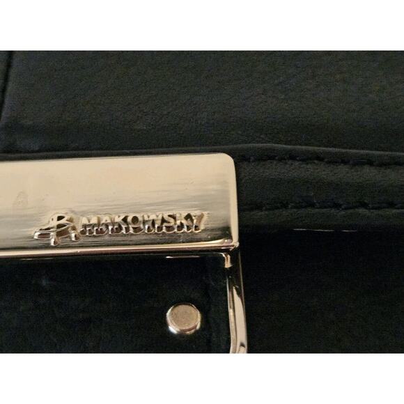 B. Makowsky Black Soft Leather Crossbody Purse 8x7x3 - Picture 5 of 12